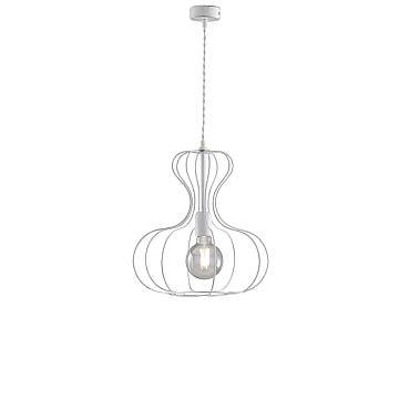 Sospensione Industrial Titty 1 Luce Ferro Laccato Bianco E Argento