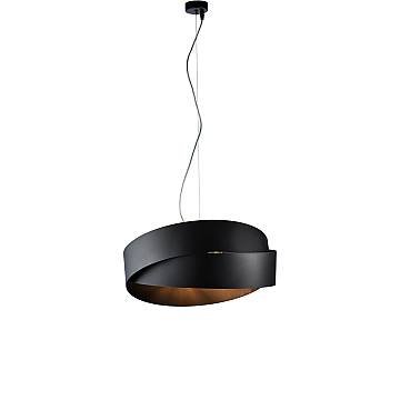 Sospensione Moderna Astro 2 Luci Ferro Laccato Nero Con Oro