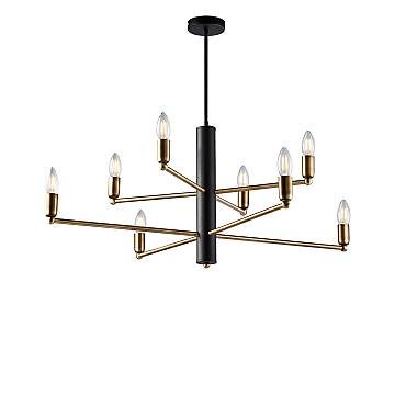 Lampadario 8 Luci Isak In Ferro Laccato Nero E Ottone Spazzolato
