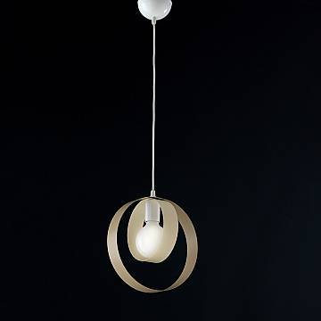 Sospensione Moderna 1 Luce Cerchi Ferro Avorio E Tortora Serie Bolla