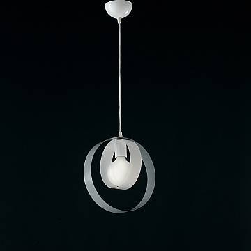Sospensione Moderna 1 Luce Cerchi Ferro Bianco E Grigio Serie Bolla