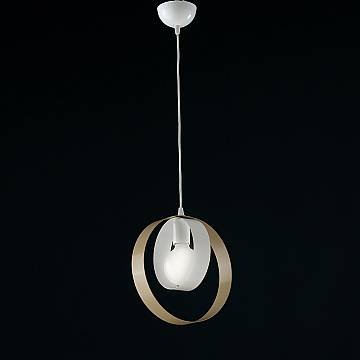 Sospensione Moderna 1 Luce Cerchi Ferro Bianco E Tortora Serie Bolla