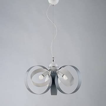 Lampadario Moderno 3 Luci Cerchi Ferro Bianco E Grigio Serie Bolla