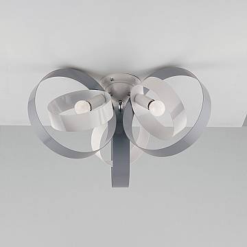 Plafoniera Moderno 3 Luci Cerchi Ferro Bianco E Grigio Serie Bolla