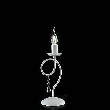 Lumetto Classico 1 Luce Ferro Bianco Shabby E Cristalli Serie Elegant