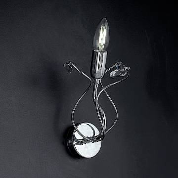 Applique Moderno 1 Luce Ferro Cromo E Strass Serie Oxia