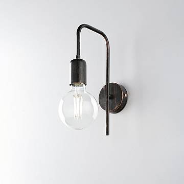 Applique Industrial 1 Luce Ferro Nero E Rame Serie Loft