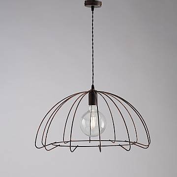 Sospensione Industrial 1 Luce Ferro Nero E Rame Serie Elia
