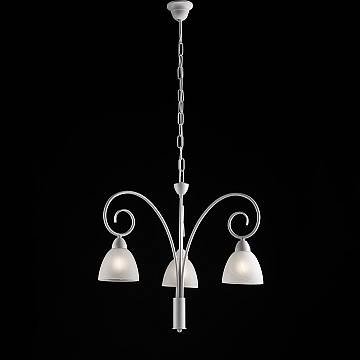 Lampadario 3 Luci Ferro Batturo Bianco Shabby E Vetro Bianco Serie Aurelio