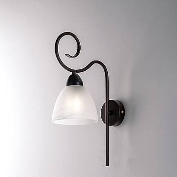 Applique 1 Luce Ferro Batturo Nero E Ruggine E Vetro Bianco Serie Aurelio