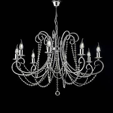 Lampadario Shabby Chic Magda Metallo E Cristallo Cromo E Cristallo 8 Luci E14