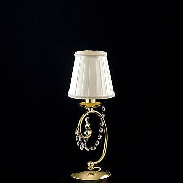 Lumetto Shabby Chic Magda Metallo E Cristallo Oro 1 Luce E14 Con Paralume