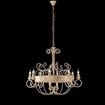 Lampadario Rustico Baltimora Metallo Avorio Oro 8 Luci E14