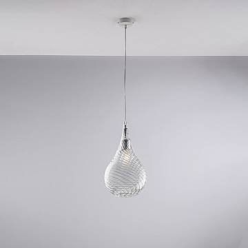 Lampadario Moderno Pluvia Metallo Trasparente 1 Luce E27