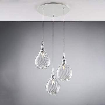Lampadario Moderno Pluvia Metallo Trasparente 3 Luci E27