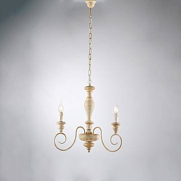 Lampadario Shabby Chic Cascina Bianco Tortora Vintage 3 Luci E14