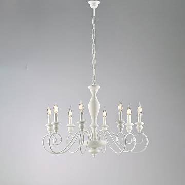 Lampadario Shabby Chic Cascina Bianco 8 Luci E14