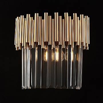 Applique Contemporanea Ravel Metallo Oro E Cristallo 2 Luci E14