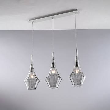 Lampadario Binario Moderno Zeus Metallo Bianco Vetro Grigio Fumè 3 Luci E27