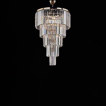 Lampadario Moderno Schuber Metallo Oro E Cristallo 7 Luci E14
