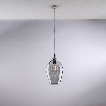 Lampadario Contemporaneo Ares Metallo Grigio Fumè 1 Luce E27