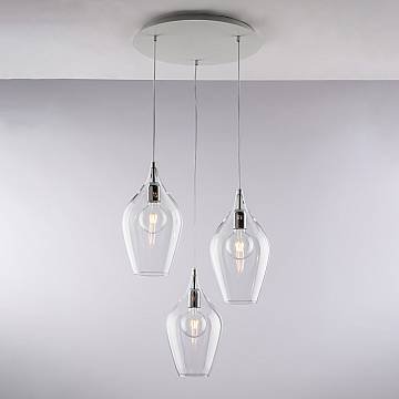 Lampadario Moderno Ares Metallo Trasparente 3 Luci E27