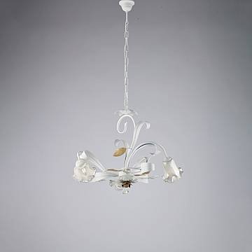 Lampadario Arte Povera Cesto Metallo Bianco E Oro 3 Luci E14