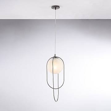 Lampadario Contemporaneo Erik Metallo Cromo Nero 1 Luce E27