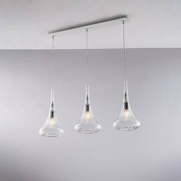 Lampadario Binario Contemporaneo Nemesi Metallo Trasparente 3 Luci E27