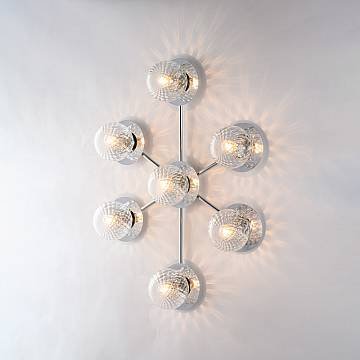 Plafoniera Contemporanea Armonia Metallo Cromo 7 Luci E14