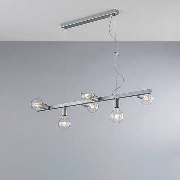 Lampadario Contemporaneo Fabian Metallo Argento 6 Luci E27
