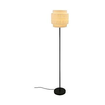 Piantana Vintage Papper Rafia Naturale Metallo Nero 1 Luce E27