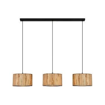 Lampadario Vintage Slama Metallo Paglia Nero 1 Luce E27