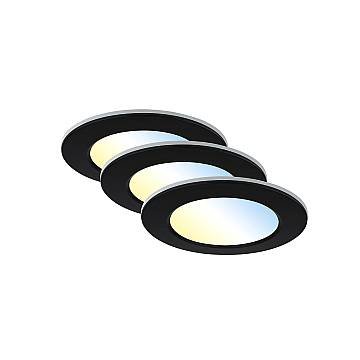 Set 3 Faretti Incasso Fungo Plastica Nero Led Integrato 4,8W