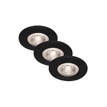 Set 3 Faretti Incasso Kulana Plastica Nero Led Integrato 4,9W 3000K