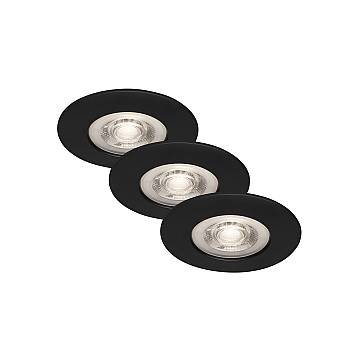 Set 3 Faretti Incasso Kulana Plastica Nero Opaco Led 4,9W 3000K Ip44