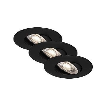 Set 3 Faretti Incasso Kulana Plastica Nero Led 4,9W 3000K Ip44