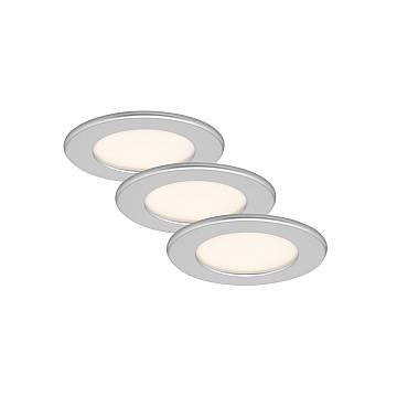 Set 3 Faretti Incasso Thin Plastica Cromo Opaco Led Integrato 6W 3000K