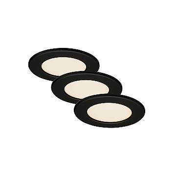 Set 3 Faretti Incasso Thin Plastica Nero Opaco Led Integrato 6W 3000K