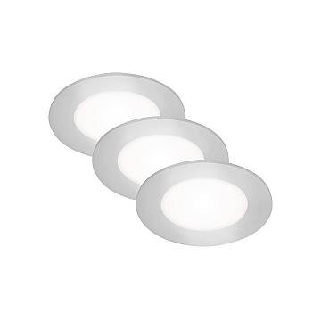 Set 3 Faretti Incasso Slank Plastica Cromo Opaco Led Integrato 3W 4000K