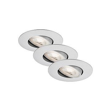 Set 3 Faretti Incasso Kulana Plastica Cromo Opaco Led Integrato 4,9W 3000K