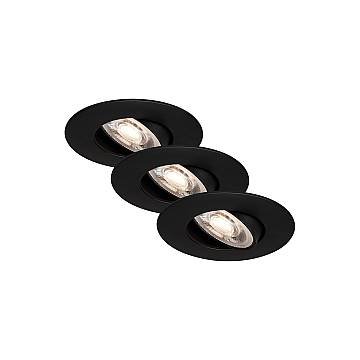 Set 3 Faretti Incasso Kulana Plastica Nero Opaco Led Integrato 4,9W 3000K