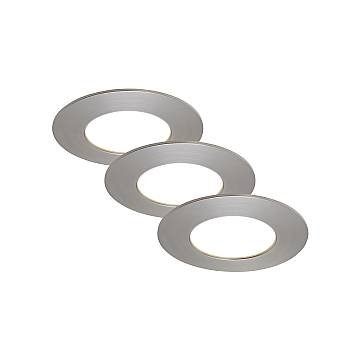 Set 3 Faretti Incasso Moderno Flat In Plastica Nichel Satinato Led 5,5W 4000K