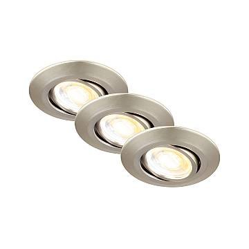 Set 3 Faretti Incasso Klira Plastica Nichel Satinato A Led 4,9W Ip23