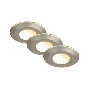 Set 3 Faretti Incasso Klira Plastica Nichel Satinato Led Integrato 4,9W