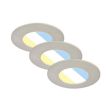 Set 3 Faretti Incasso Select Flat Plastica Nichel Satinato Led Integrato 4,9W