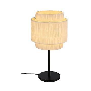 Lampada Da Tavolo Vintage Papper Rafia Naturale Metallo Nero 1 Luce E27