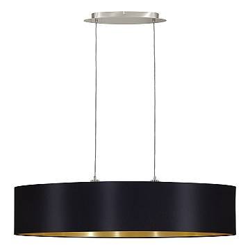 Lampadario Contemporaneo Maserlo Grande Acciaio Nichel Nero 2 Luci E27