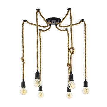 Lampadario A Sospensione Vintage Rampside Acciaio Nero 6 Luci E27 D18