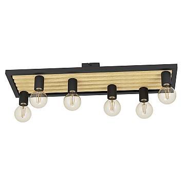 Plafoniera Vintage Consett Acciaio Nero 6 Luci E27